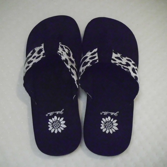 leopard print yellow box flip flops